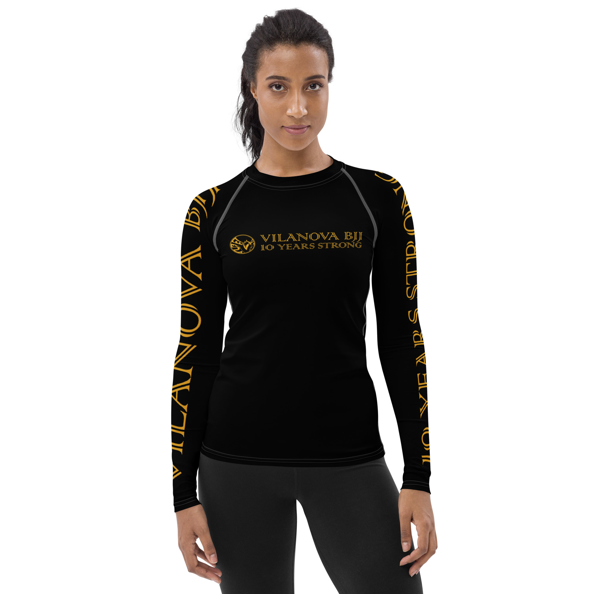 Women's Long Sleeve Rash Guard - Black - Vilanova BJJ 10 Years