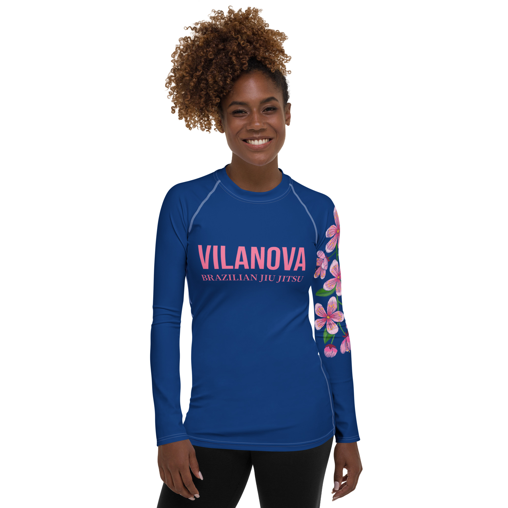 Women's Rash Guard - “Floral Flow” - Blue