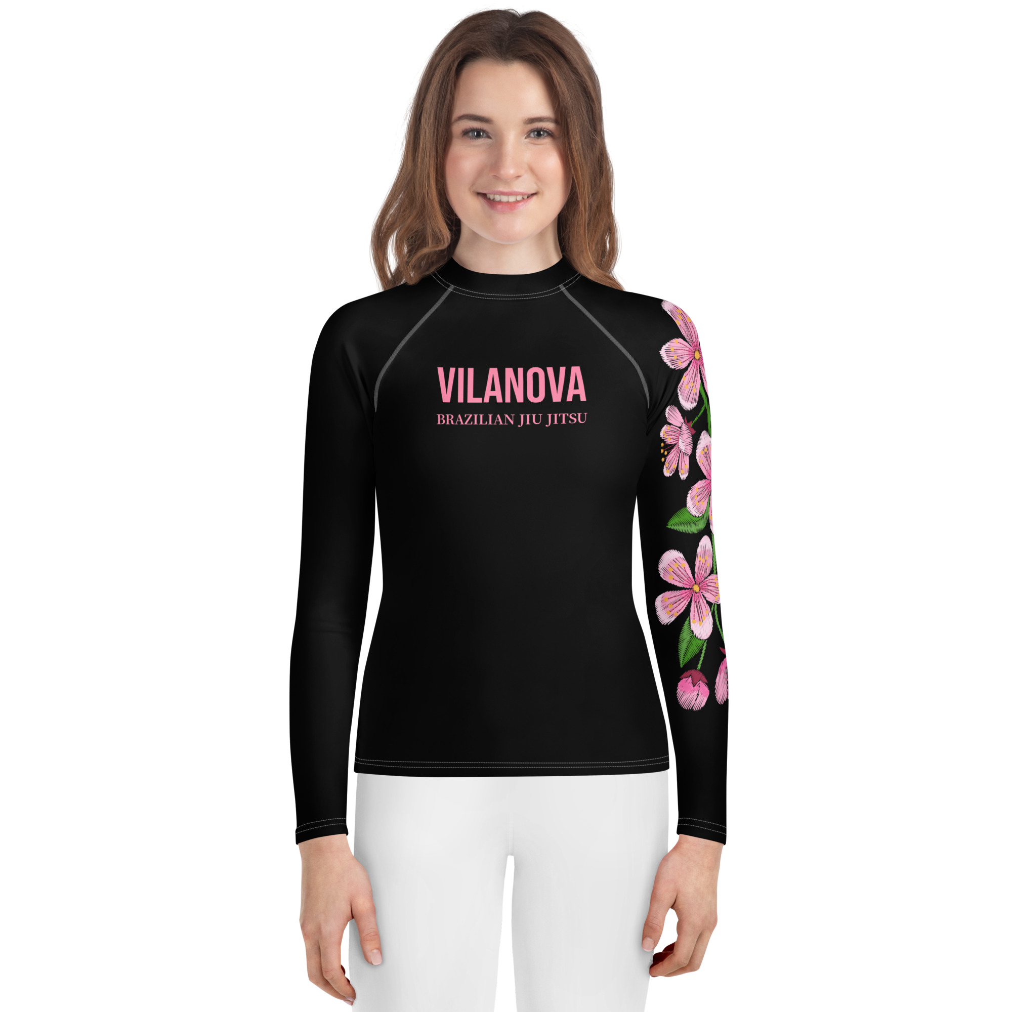 Youth Rash Guard - “Floral Flow” - Black