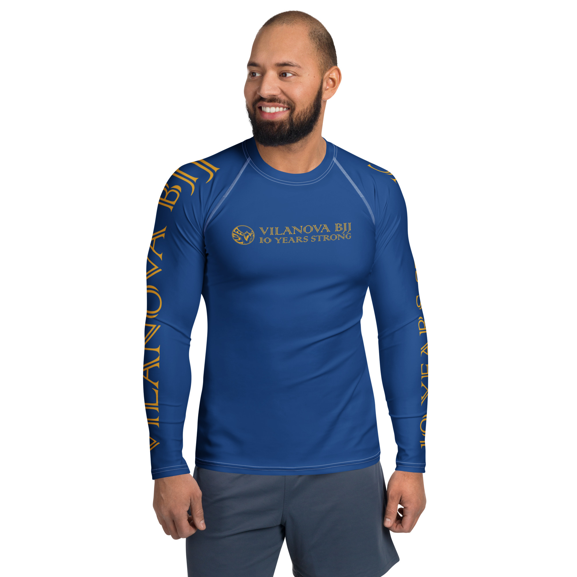 Men's Rash Guard - Blue -  Vilanova BJJ 10 Years