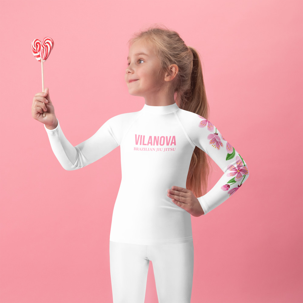 Kids Rash Guard - “Floral Flow” - White