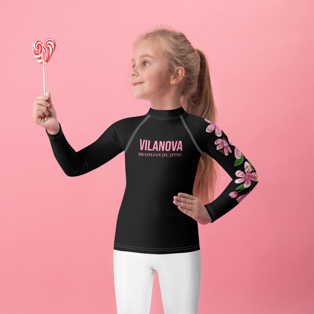 Kids Rash Guard - “Floral Flow” - Blue